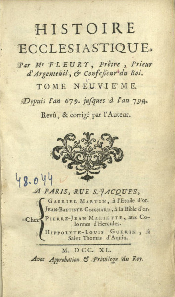 Histoire ecclésiastique : pour servir de continuation à celle de monsieur l’abbé Fleury Vol.9